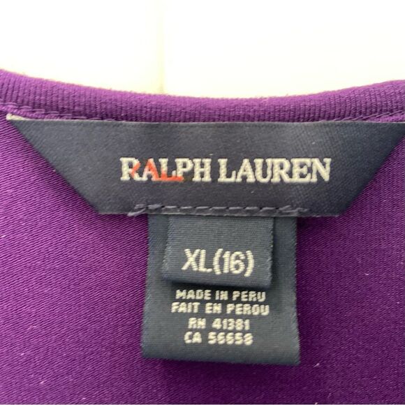 RALPH LAUREN Purple Ruffle Flutter Sleeve Knee Length Dress Size 16 - Picture 3 of 11